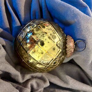 Vintage Heavy Gold Mercury Glass Kugel Christmas Ornament